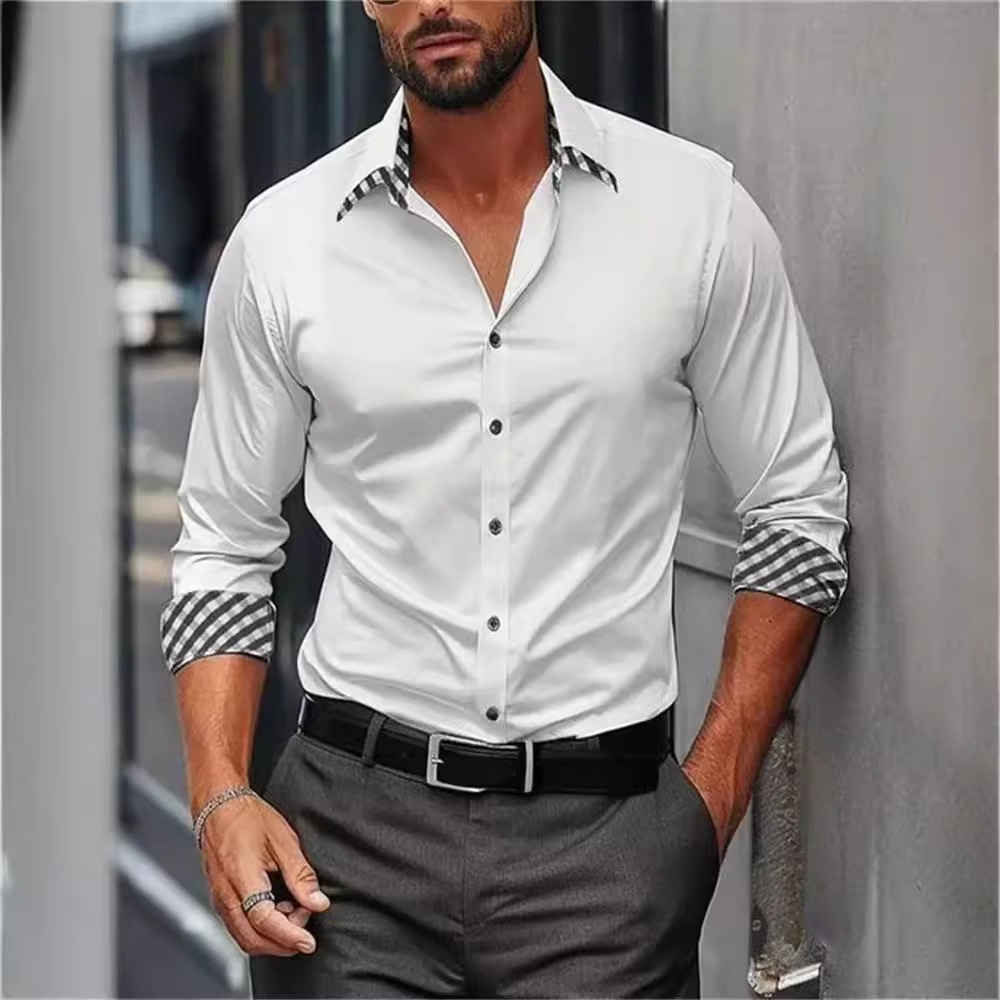 Nueva camisa de botón de manga larga de color sólido de alta gama tendencia suelta 2024 blusa de otoño para hombre MB12