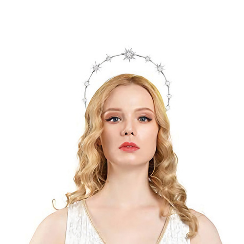 Cross-border European and American Halo style double-layered six-pointed star BOHO headband baroque diamond bridal catwalk performance hair accessories