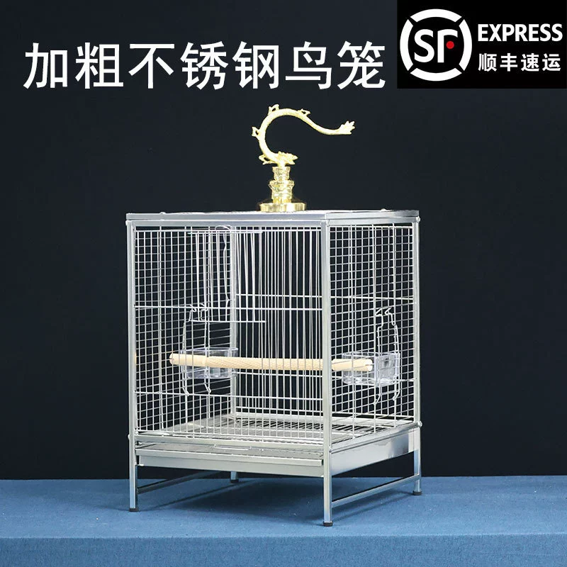 Нержавеющая сталь птичья клетка попугай клетка черный феникс тигровая шкура пион восьмерка роскошная вилла размножения новая подвесная клетка