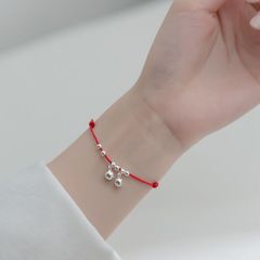 s925 silver bell red rope bracelet for men and women in their zodiac year braided peace bracelet bestie couple student gift anklet