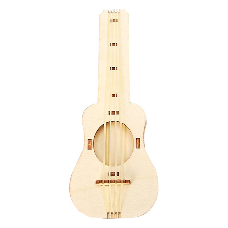 Juguetes de enseñanza de madera para niños Ciencia Educativa pequeña hecha a mano DIY banda de goma para niños ukelele ciencia experimento traje