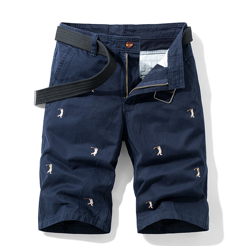 Men's Summer Embroidered Pattern Fashion Versatile Cargo Shorts Cross-Border Exclusive for Amazon 66353 Casual Versatile