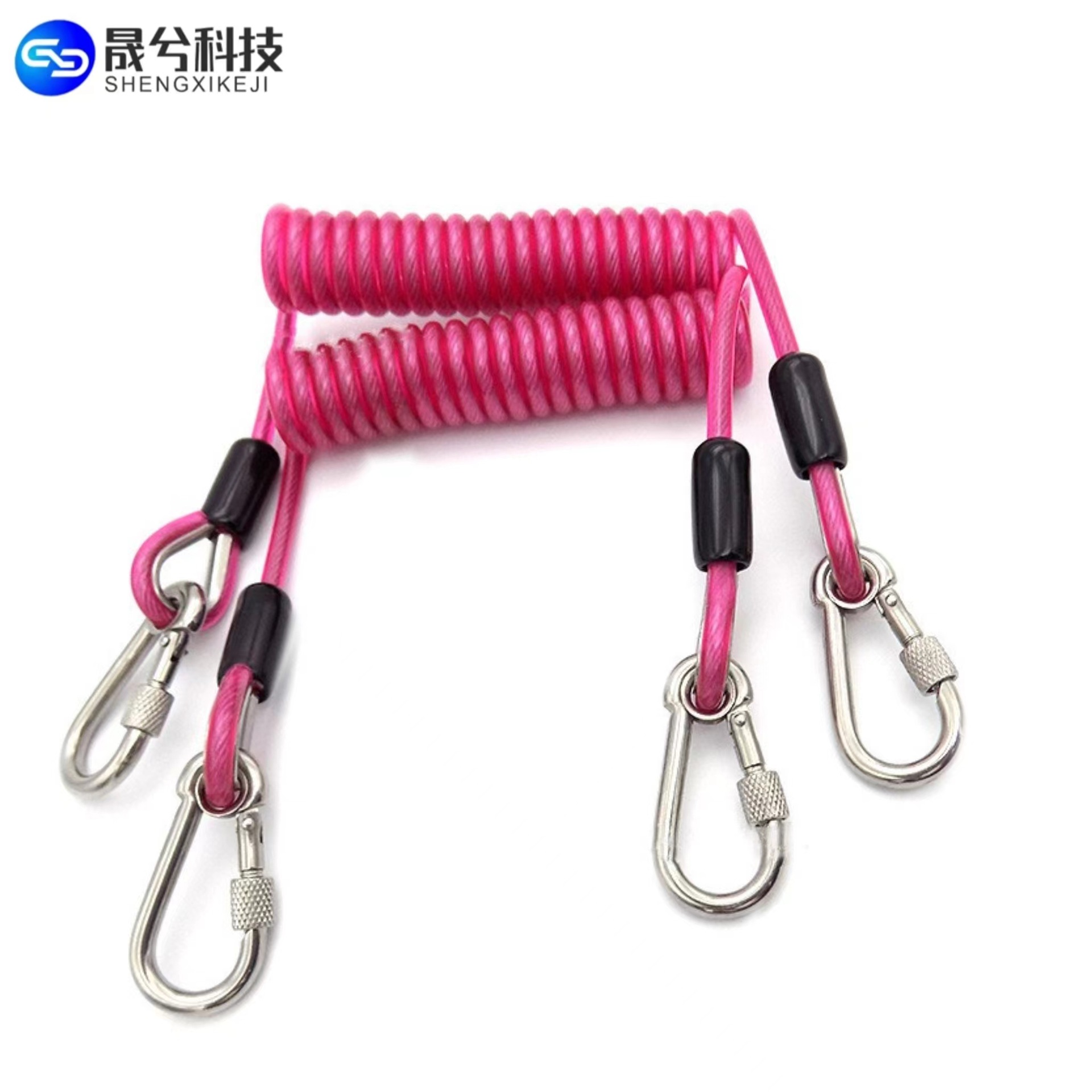 现货供应不锈钢钢丝绳 弹簧钢丝绳伸缩彩色PU PVC弹簧包胶钢丝绳