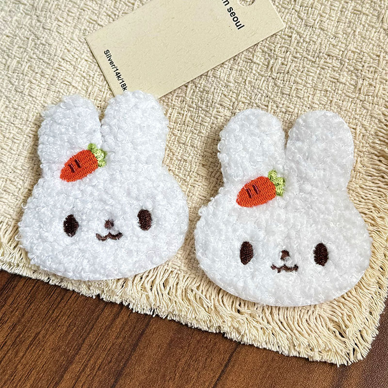 New cartoon cute plush rabbit with carrot design, hair fringe stickers, magic tape hair accessories