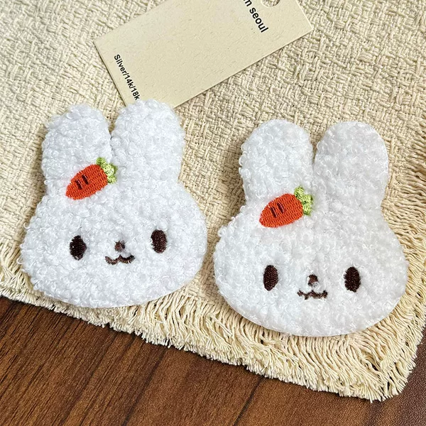 New cartoon cute plush rabbit with carrot design, hair fringe stickers, magic tape hair accessories