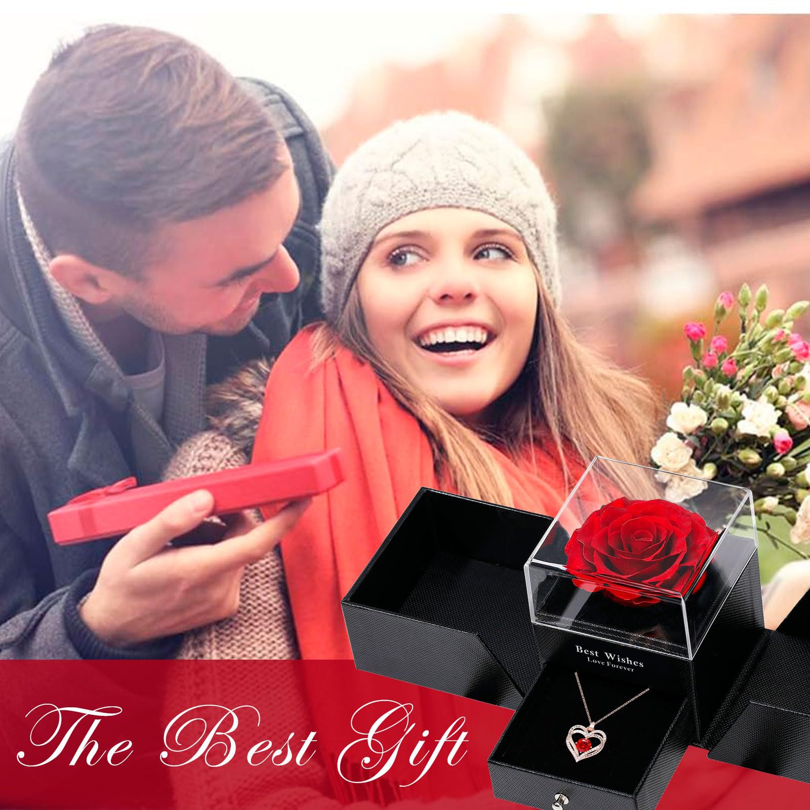 Collar de corazón de circonita colorida con colgante de oro rosa de doble capa, regalo para San Valentín y Día de la Madre