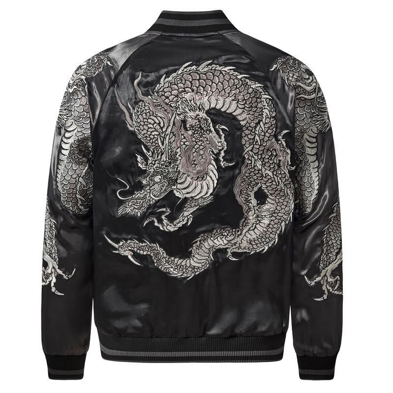2025 New Dragon Heavy Embroidery Jacket Baseball Uniform Satin Yokohama Trendy Brand