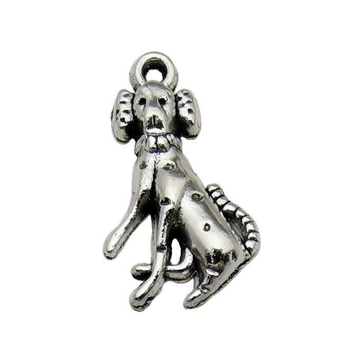 Venta caliente de fábrica 1 caniche plata Xizanga accesorios colgante DIY accesorios animales antiguos plata cachorro hueso pata