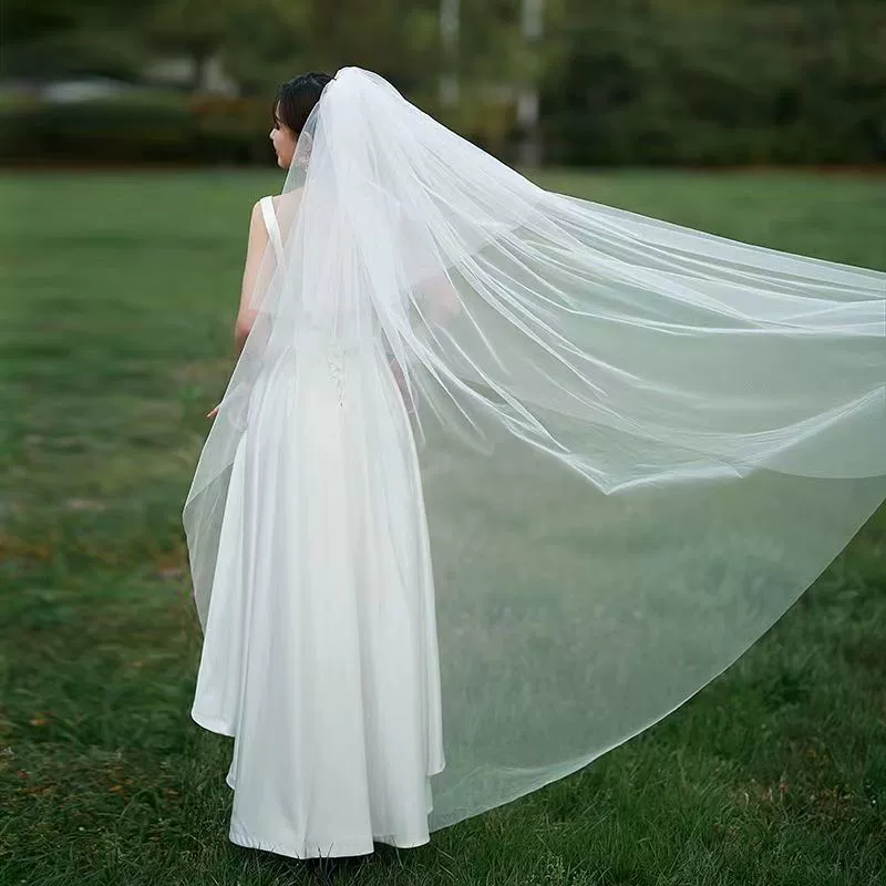 Long white soft hair accessory for bride, wedding accessories