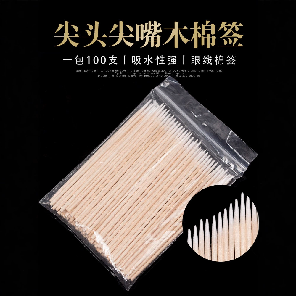 Полу-перманентные татуировки принадлежности макияж инструменты татуировка бровей одноразовые указал небольшой ватный тампон указал рот деревянные одной головой деревянной палкой
