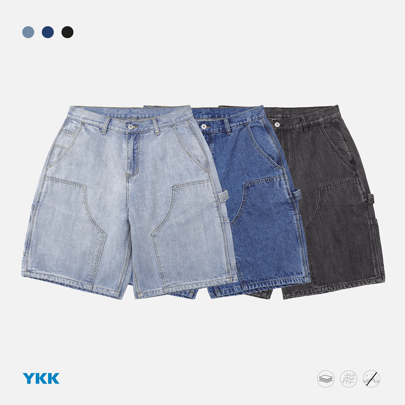 Trs Japanese Trend Workwear | 26Ss Kaha B01 Washed Slub Cotton Multi-Pocket Casual Denim Shorts for Men and Women