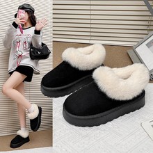 纯色大码雪地靴女2025冬季新款毛毛加绒加厚保暖厚底学生棉靴棉鞋