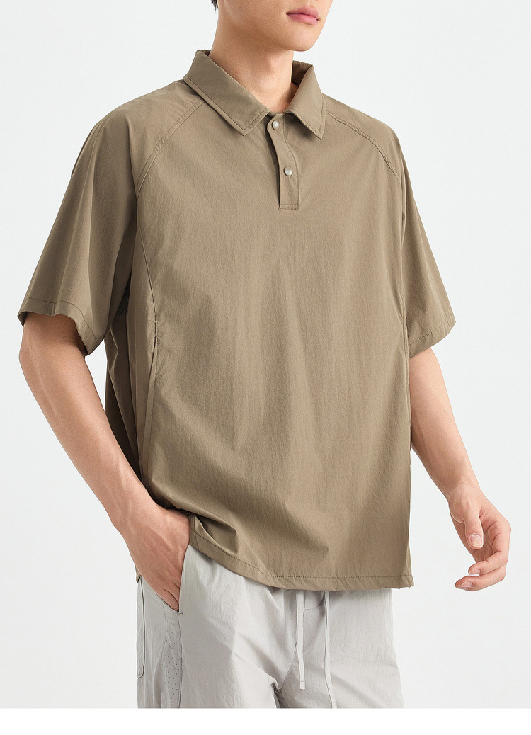 Áo polo nam tay raglan thể thao thành phố, chất liệu nhẹ khô nhanh — Màu trắng sữa chi tiết 35