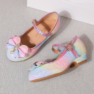 Girl princess shoes fashion Little Girl catwalk show shoes Children's catwalk performance dress crystal shoes high heels