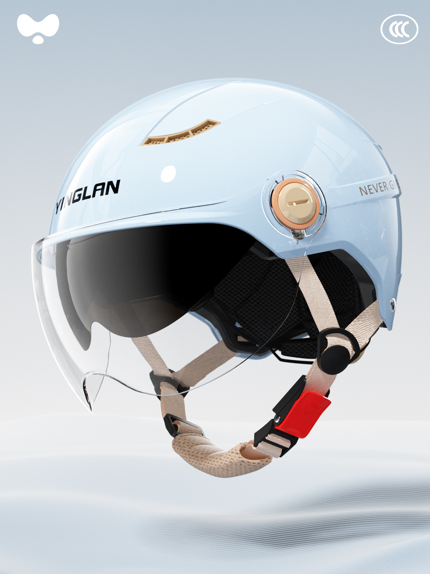 Motosiklet kaskı (dəbilqə), Universal Certified Motorcycle Helmet - 3c-azure-blue-inner-and-outer-double-mirror-new-national-standard-class-a