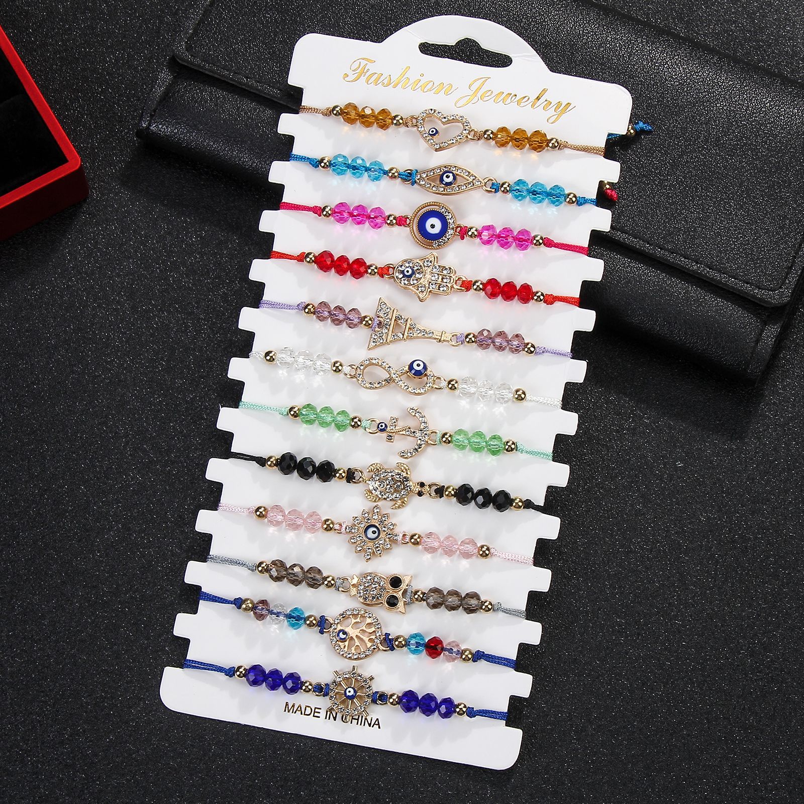 Ethnic Style Devil's Eye Butterfly Alloy Inlay Artificial Crystal Women's Bracelets 12 Pieces display picture 3