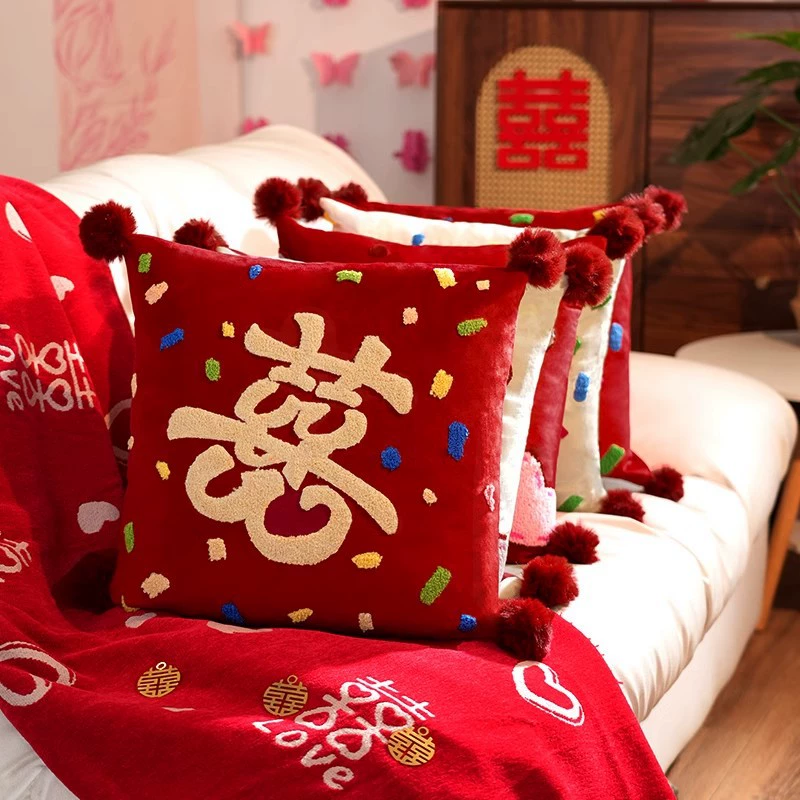 Свадебные подушки Пара праздничных красных кроватей