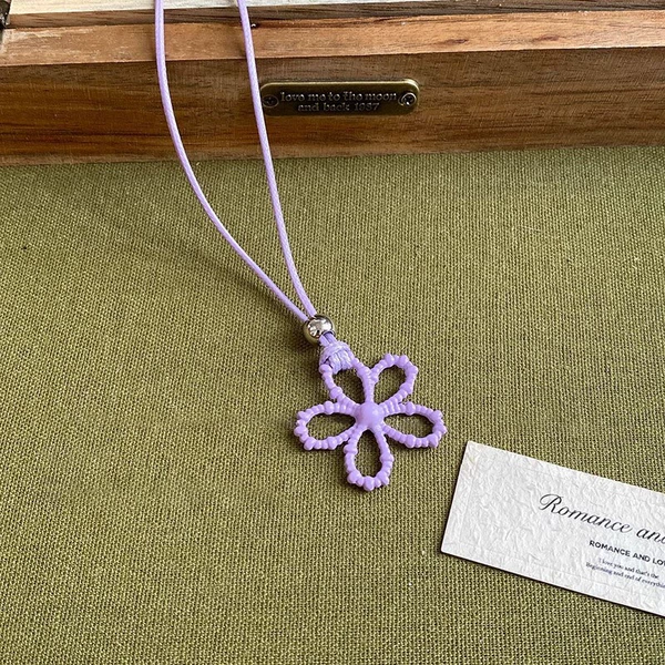 Purple necklace, flowered