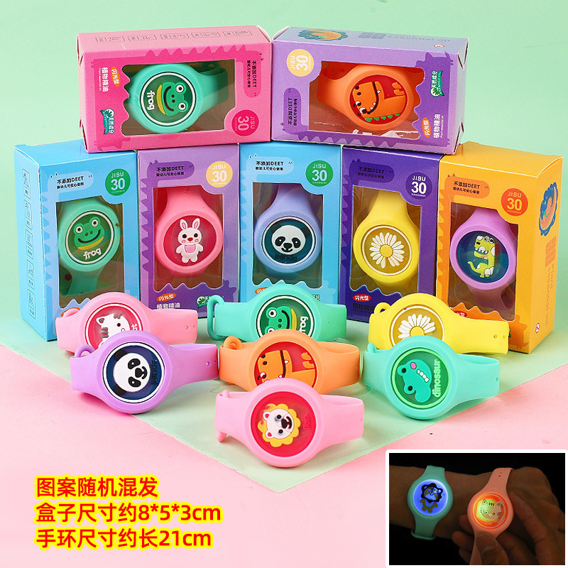 빨간색 박스형 야광 모기 구충제 팔찌 혼합 12박스