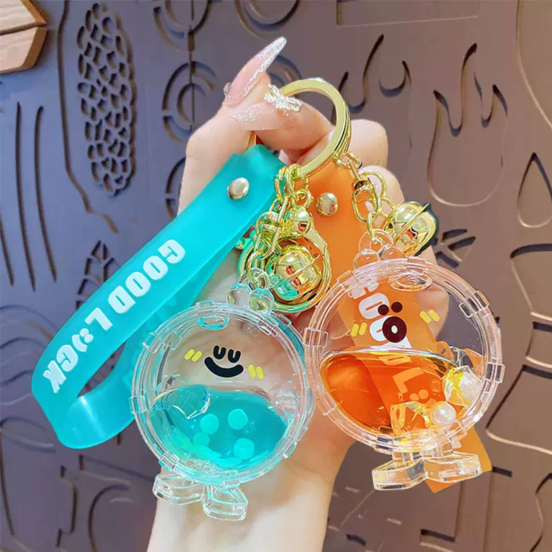 创意亚克力屁屁鼓入油钥匙扣男女书包挂件汽车钥匙链创意礼品批发