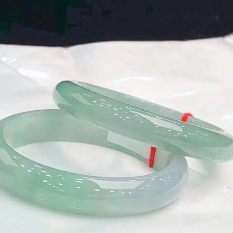 Vòng tay ngọc bích tự nhiên Myanmar băng Laokeng, hoa nổi xanh Zhengyang, đường kính trong 52–64 mm chi tiết 6