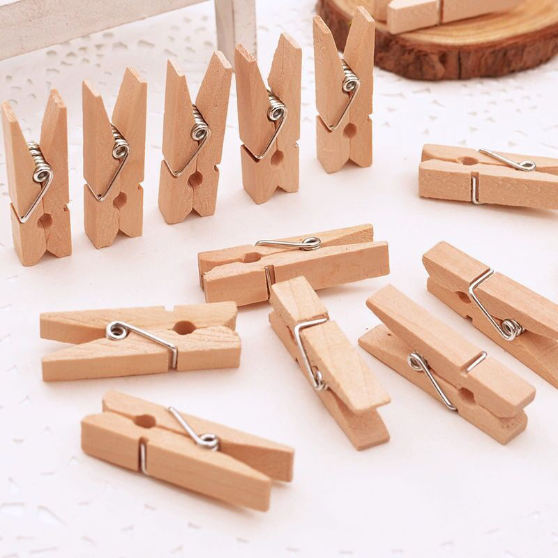 Multi-Size Wood Color Wooden Clips, Environmentally Friendly Wooden Clips, Kindergarten Photo Clips, Home Storage Clips, Note Clips