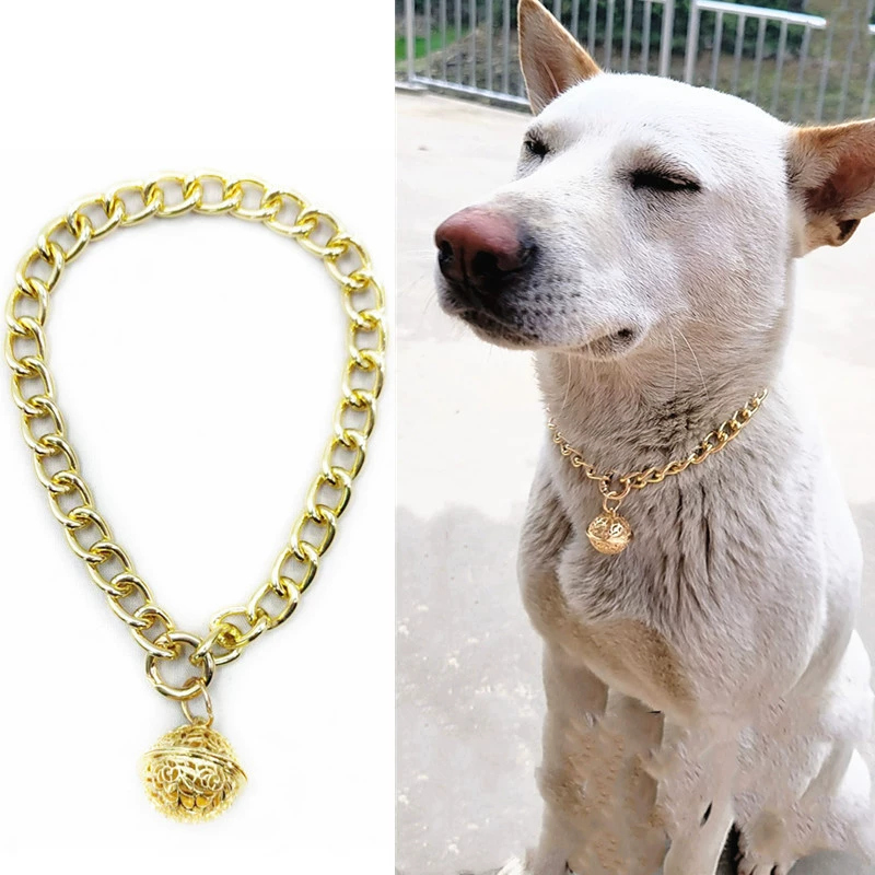 2023 Новое металлическое ожерелье с колокольчиком для домашних животных Тедди Доу Лабрадор Кошка Личность Белл Золотой ошейник