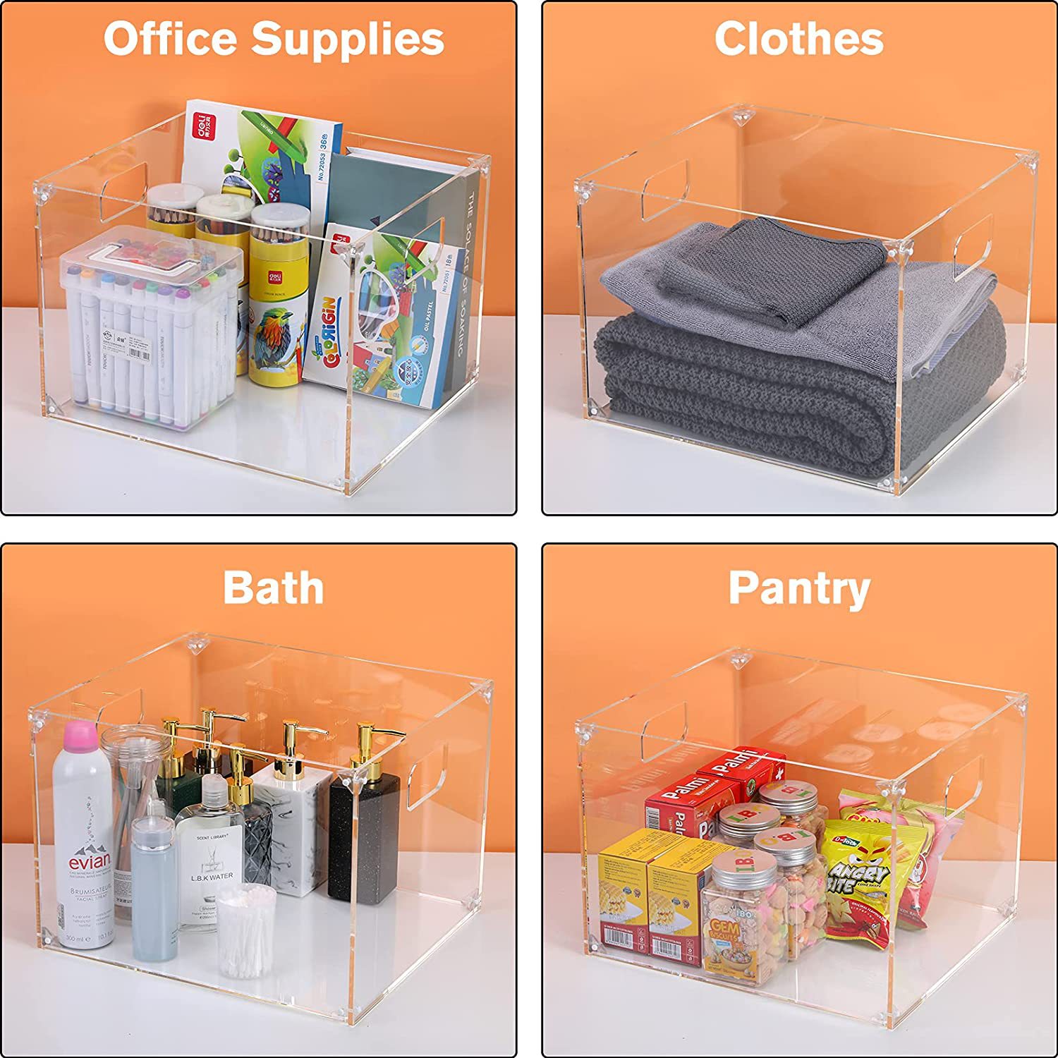 整理盒亚克力文件夹管理器与处理办公用品衣服餐具室浴室配件等