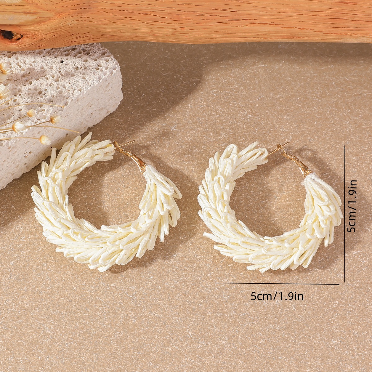 11g Weight 304 Stainless Steel Ear Needle Material Earrings Classification 1 Pair Quantity Holiday, Travel Occasion raffia Material Geometric Pattern All Seasons Season Women's Gender Vacation, Simple Style Style 1 Pair Vacation Simple Style Geometric Raffia Earrings 3