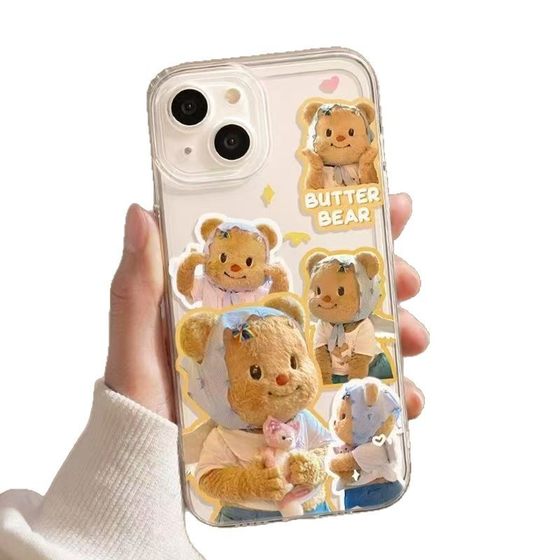 Butter Bear for Apple 16 Phone Case iPhone15Plus Cute 14 Full-Covered 13 Drop-Resistant 12 Explosions 11