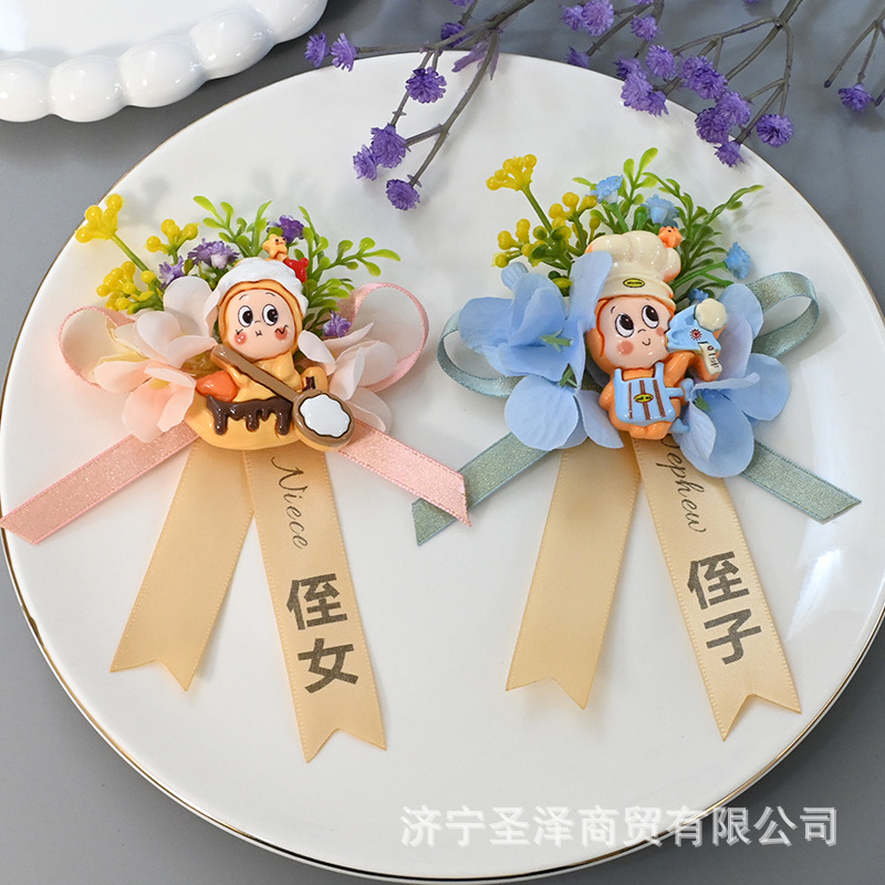 Sophisticated cartoon doll for bride lapel pin