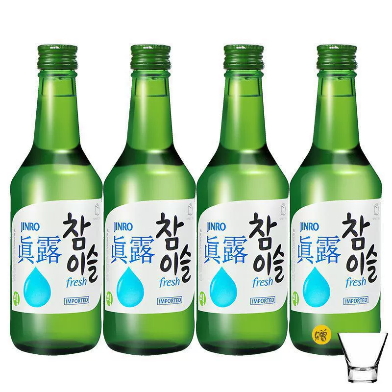 Соджу со вкусом зеленого винограда и грейпфрута Han Jinro Green Grape Grapefruit Flavored Soju 13% 360мл*4 бутылки, 1 бокал вина, опт