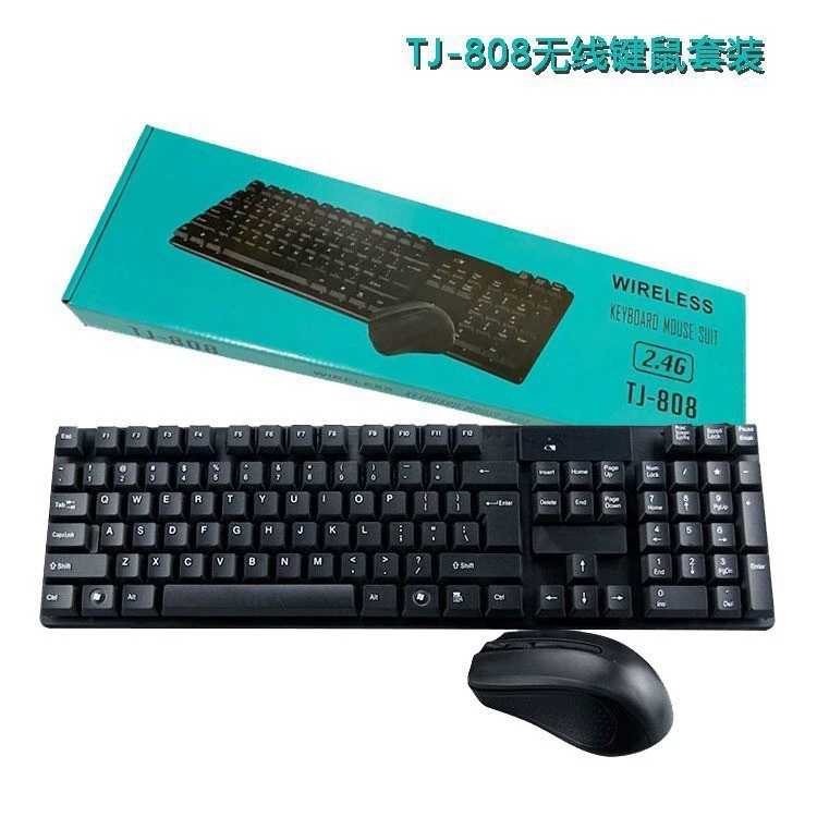 Wireless Keyboard and Mouse Set TJ-808, 2.4 GHz Compact Combo for Laptop