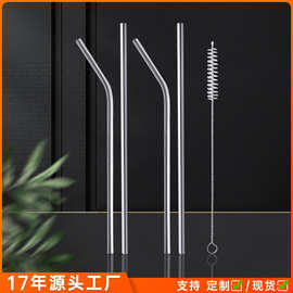 亚马逊批发不锈钢吸管刷套装彩色饮料吸管咖啡奶茶可循环金属吸管