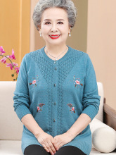 老年人春装女羊毛衣开衫妈妈太太外套60岁70奶奶春秋款针织上衣服