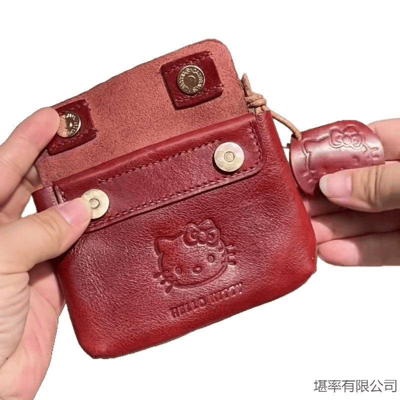 手作りの赤いレザー小銭入れ、かわいいミニポータブルヘッドフォン、小さなカードホルダー|undefined
