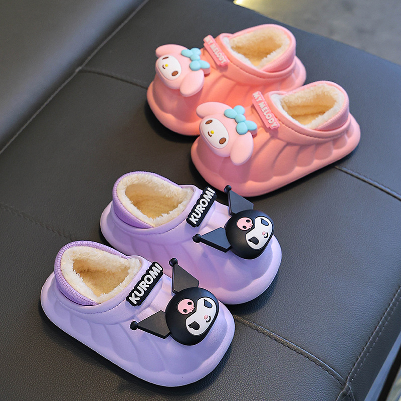 Sanliou zapatillas de algodón para niños de invierno para niños y niñas cálidos de terciopelo EVA impermeable para bebés en el hogar zapatos de algodón de tacones