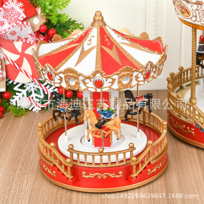 Nuevo carrossel luminoso caja de música caja de música regalos de Navidad decoraciones de Navidad regalos para niños image 4