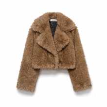 秋冬欧美风时尚洋气人造皮草效果短款毛毛外套