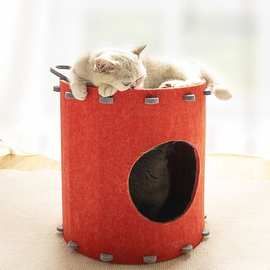 毛毡可乐桶猫窝加厚双层猫窝多猫可拆卸半封闭大空间猫窝四季通用