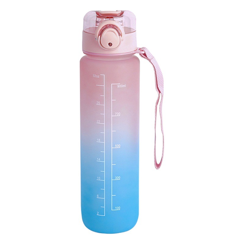 Estilo coreano 1000ml gradiente de color espacio de la Copa de fitness deportes hervidor de plástico transfronterizo rebotando taza portátil con escala
