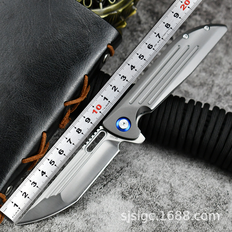 高硬度户外钛合金手柄折叠小刀 随身锋利水果刀 野营防身便携刀具