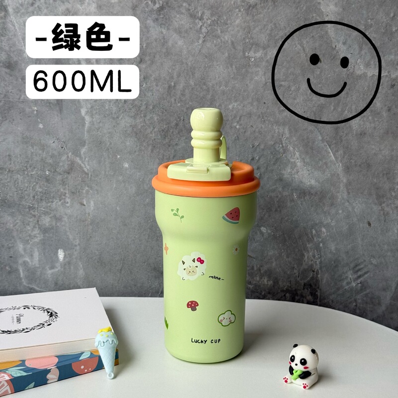 卡通陶瓷内胆保温杯女大容量冰霸杯便携车载随手咖啡杯吸管水杯子|undefined