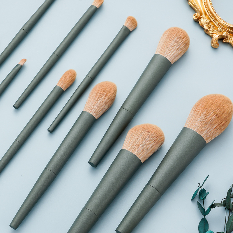 High-quality, super soft, dark green 10-piece makeup set, soft-bristled brush, complete brush tools, genuine products, suitable for beginners full figure