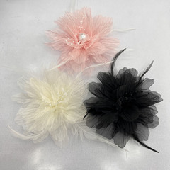 古風超仙網糸グラデーション羽根飾りアクセサリー布芸花diy秋冬帽子ヘアアクセサリー