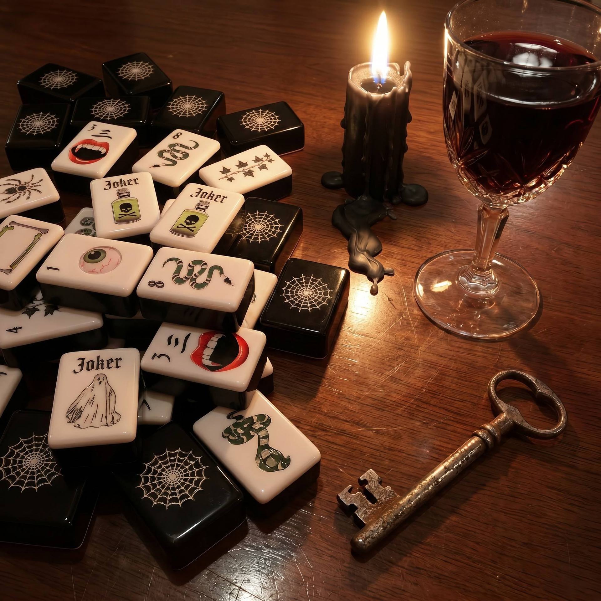 Luxury American-style Mahjong Set Halloween Theme Acrylic Mahjong Tiles 160 Pieces Double-sided Engraved Direct from Manufacturer