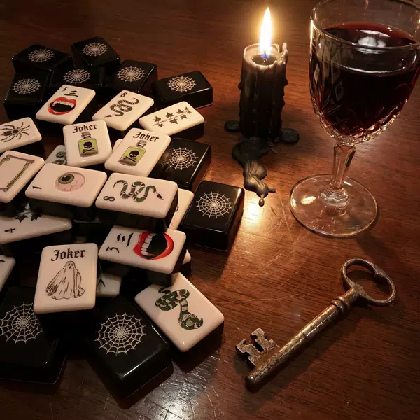 Luxury American-style Mahjong Set Halloween Theme Acrylic Mahjong Tiles 160 Pieces Double-sided Engraved Direct from Manufacturer