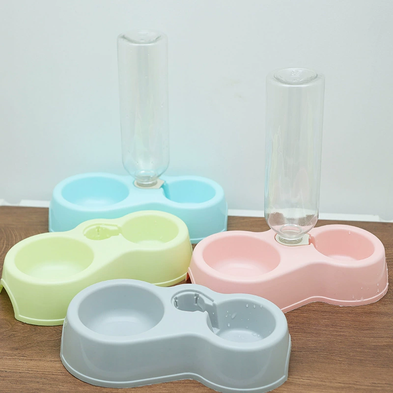 Питьевая вода для животных Кормушка для кошек Двойная миска пластиковая автоматическая бутылка для питья для собак чаша для животных оптом