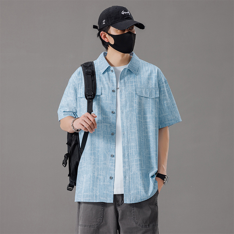 Summer Men's Large Size Drapey Short-Sleeved Shirt for Fat Boys, Trendy Ice-Feel Oversized Casual Half-Sleeved Shirt for Men Summer Men's Large Size Drapey Short-Sleeved Shirt for Fat Boys, Trendy Ice-Feel Oversized Casual Half-Sleeved Shirt for Men