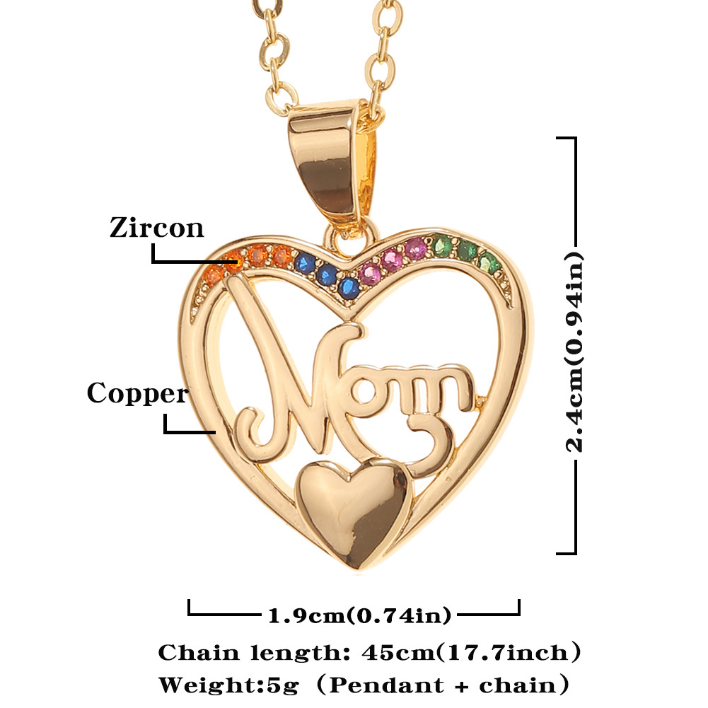 New Copper Gold-plated Mom Pendant Necklace Mother's Day Gift display picture 1